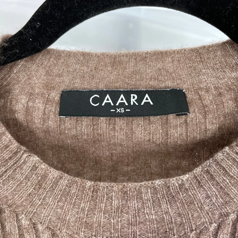CAARA Cashmere Ribbed Knit Sweater XS Mocha Taupe Luxury Parisian Old Money Cozy - Picture 4 of 7